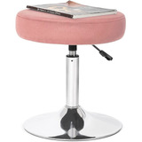 Adeco Modern Round Pink Vanity Stool Chair Para Sala De Maqu