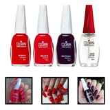 Kit 4 Esmaltes Colorama Tons Vermelho E Base Setim