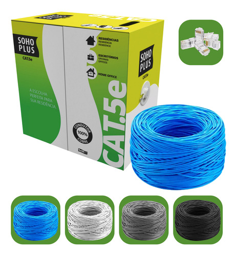 Cabo Rede Furukawa Cat5e Rolo 50 Metros 10 Conectores