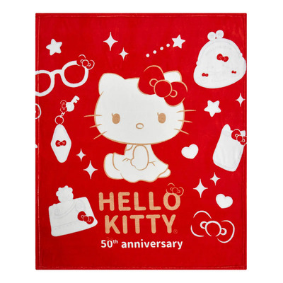 Cobertor Frazada Hello Kitty 50 Aniversario - Providencia Color Rojo Diseño de la tela Hello Kitty 50 Años | Envío gratis
