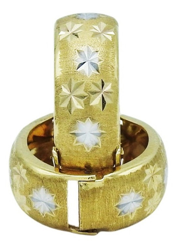 Arracadas Oro Amarillo Blanco 14k Dama Estrellas Lar 1.7 Cm