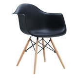 Sillón Silla De Comedor Diseño Eames Dsw Patas Madera Ct Color De La Estructura De La Silla Negro