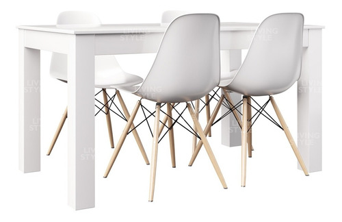 Combo Eco Mesa Comedor Extensible 120 A 160+4 Sillas Eames P