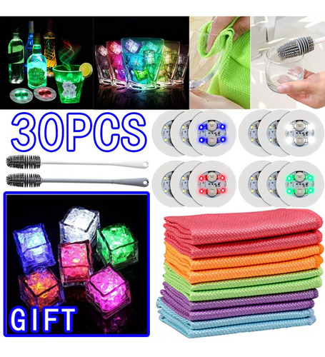 Posavasos Led De 30 Piezas Para Barra De Fiesta Con Hielo, C