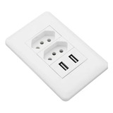 Tomada Usb De Parede Duo 10a 2 Entrada Bivolt 4x2 P/ Celular Cor Branco