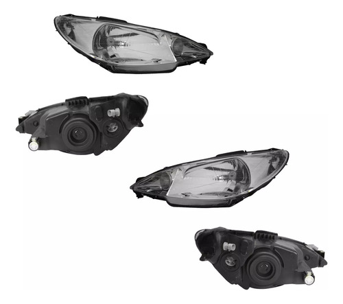 2 Faros Cromado Vidrio Liso Dfzp Peugeot 206 2007 2008 2009