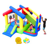 Casa Inflable De Rebote Wellfuntime Con Tobogán Y Piscina De