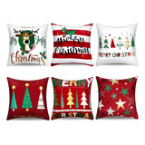 Fundas De Almohada Navideñas De Reno Y Estrella 45 X 45 Cm