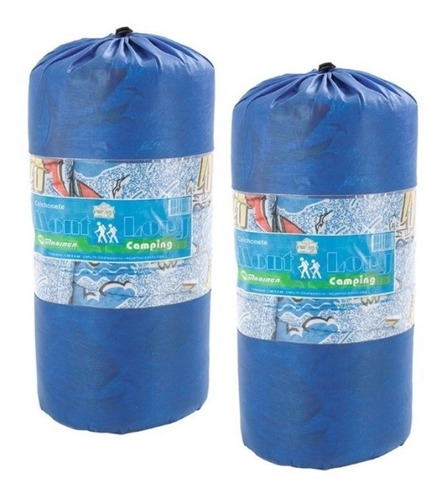 Kit 2 Colchonetes Camping Mont Long Azul Estampado Pesca