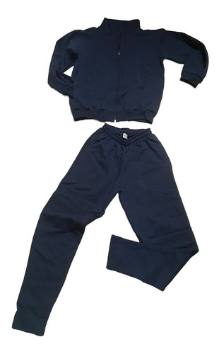 Conjunto Colegial Campera Pantalon Algodon Niños 6 A 16 Azul