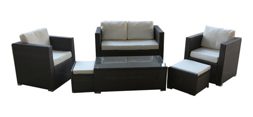 Set De Exterior Molly 3 Sillones + 2 Puff + 1 Mesa Ratona