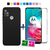 Kit Película 3d + Capa Silicone Para Moto G10 G20 G30 Case Cor Preta