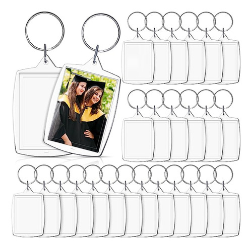 100 Pcs Acrílico Transparente Decoracion Llaveros De Fotos