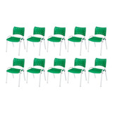 Kit 10 Cadeira Iso Base Branca Escola, Igreja Verde 