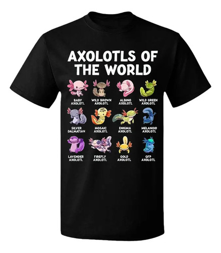 Playera Camiseta Todos Los Tipos De Ajolote Axolote Anfibio