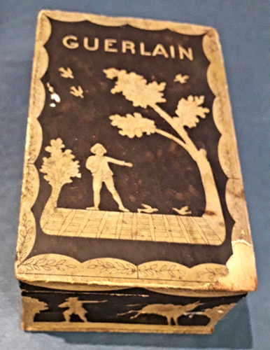 Antigua Vintage Caja De Perfume Guerlain Madera Papel Diseño
