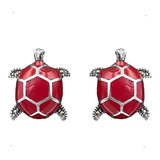 Aretes Tortuga Marquesita Coral Plata 925 Con Envio