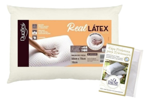 Travesseiro Real Látex Alto 50x70 Duoflex + Capa Protetora