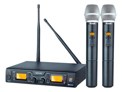 Microfones Staner Srw Srw-48d Dual System - Handheld Supercardióide Cor Preto