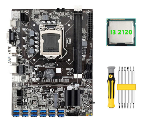 Placa Madre B75 Eth Mining De 12 Pcie A Usb3.0+i3 2120 Cpu+s