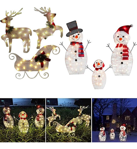 6 Luzes Do Jardim De Boneco De Neve De Rena De Natal Led