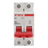 Llave Termica Bipolar 2x10 Curva C 10amp Steck Color Blanco / Rojo