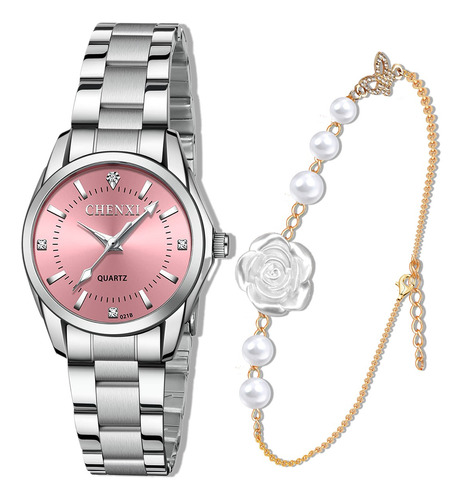 Reloj Y Pulsera Para Dama Original Moda Elegante Impermeable