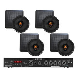 Kit Som Ambiente Ths 3600 Taramps + 4 Arandelas Quadrada Jbl