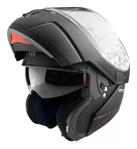 Casco Rebatible Moto Mt Atom Sv Solid Negro Mate Pb