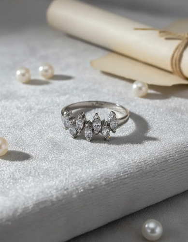 Anillo De Picos De Plata 925 Y Zirconias +estuche P1