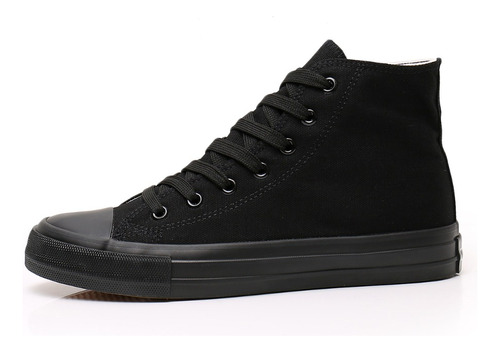 Zapatilla Hombre Urbana De lona Casual Caña Alta Negra-7254