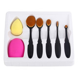 Kit De 5 Brochas De Maquillaje, Brocha Ovalada, Esponja Limpia