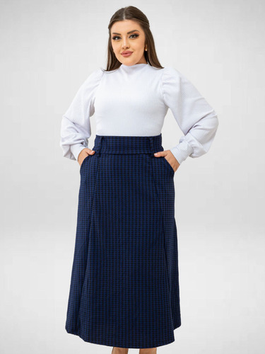 Saia Feminina Plus Size Jacquard Com Bolso Moda Evangélica