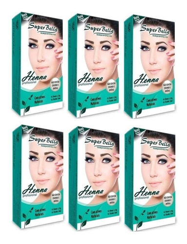 6 Kit Henna Para Sobrancelhas Super Bella Promoção+brinde