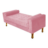 Recamier Baú Félix Solteiro 100cm Suede Rosa Bebê-ds Moveis