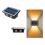 Aplique Pared Solar 4  Led Recargable Luz Cálida Exterior 