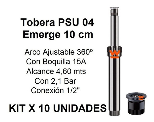 Kit 10 Toberas Emergentes 10cm Psu-15a Alcance 4.6mts Hunter