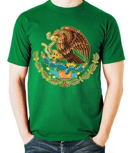 Playera Camiseta Aguila Bandera Mexicana Verde Blanco Roja