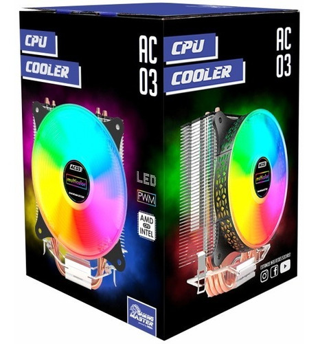 Air Cooler Cpu Processador Intel Amd Universal Rgb Tdp 150w