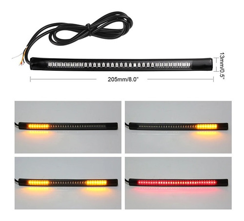 Tira De Led Moto Stop Direccionales Universal Cafe Racer 6pz