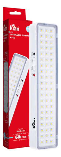 Luminária Luz De Emergência 30 Leds Recarregável Bivolt Kian