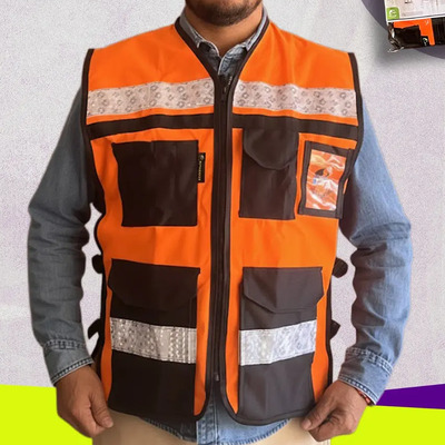 Chalecos De Seguridad Industrial Reflejantes Jyrsa Premium Naranja Con Negro Xl | Envío gratis