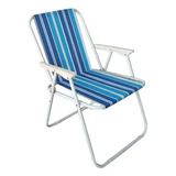 Cadeira De Praia E Piscina Portátil Fixa Dobrável Reforçada Cor Azul