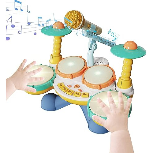 Set De Batería Niños, Juguetes Musicales Micrófono B...