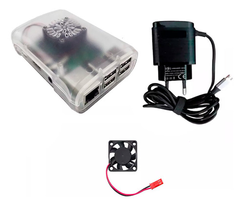 Fonte 3a 5v+ Case Com Cooler Para Raspberry Pi3 Pi 3 B E B+