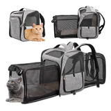 Mochila Transportadora Para Gatos Expandible Segura Y Transp