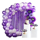 Decoracion Globos Flor Morado Cortina Arco