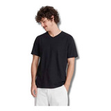 Camiseta Básica Hering Masculina Flamê Com Decote V Slim