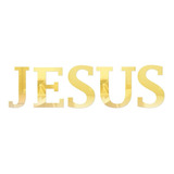 Palavra Em Acrílico Espelhado Dourado Jesus - 30cm De Altura