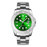 Reloj Feraud Hombre Acero Verde Calendario Lupa F5571 Gslv